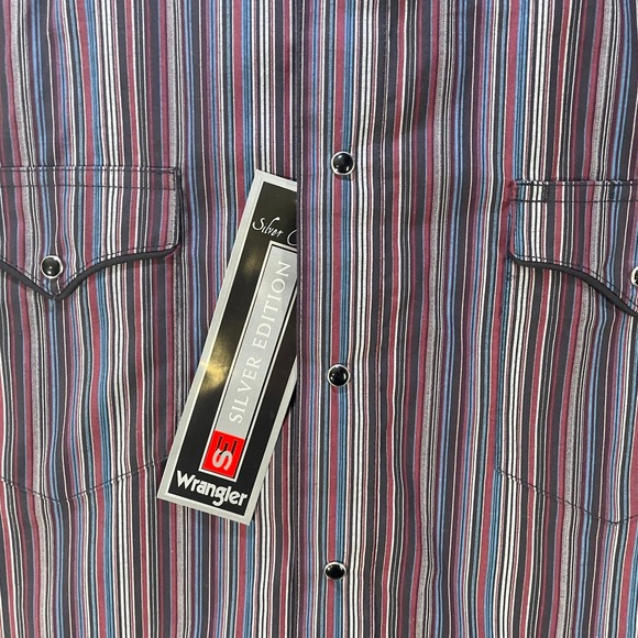 NWT Wrangler Western Silver Edition Pearl Snap Button Up Shirt XXL WITH TAG - Picture 4 of 8
